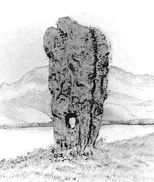 Sadly destroyed, this stone was a remnant into historical times of a local cult of Odin in the Orkneys.